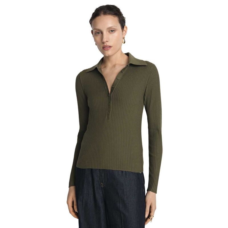 Veronika Maine Cotton Silk Ribbed Polo image number 0